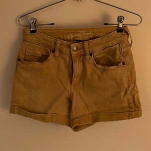 Universal Thread High Rise Midi Jean Shorts, Mustard Color, size 0
